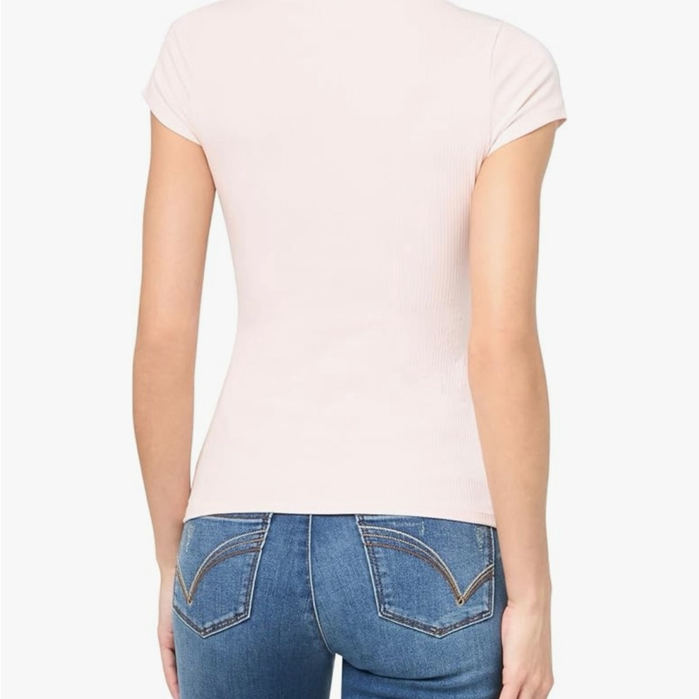 SOLDGuess Pale Pink Ribbed Bodysuit Short Sleeve - Picture 3 of 10